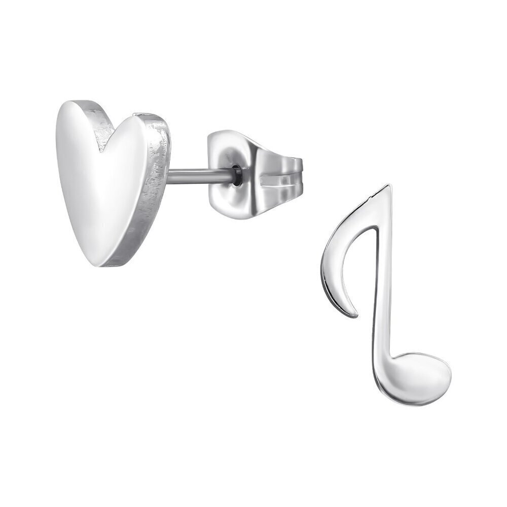 Stainless Steel Heart & Music Note Ear Studs